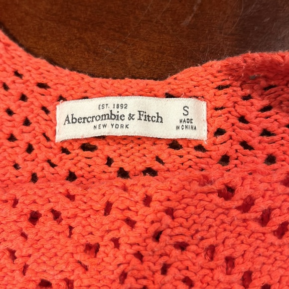Abercrombie & Fitch Open knit Oversized Boxy tank sweater pumpkin orange Small - Picture 11 of 12